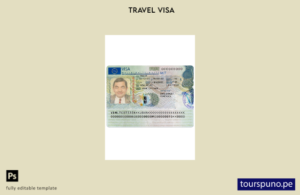 Plantilla de versión de visa de viaje para Malta lista para imprimir